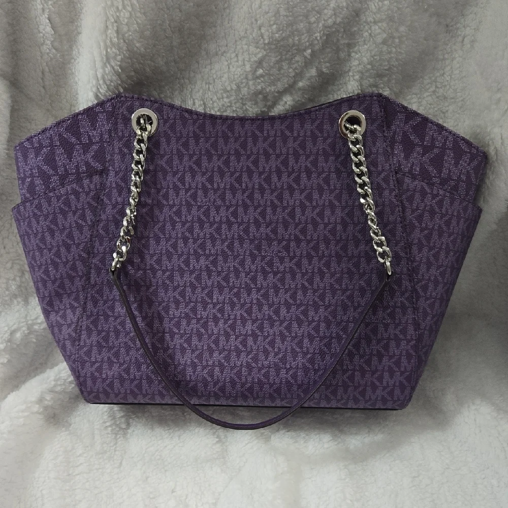 Michael Kors Purple Signature Canvas Tote - Picture 3 of 12